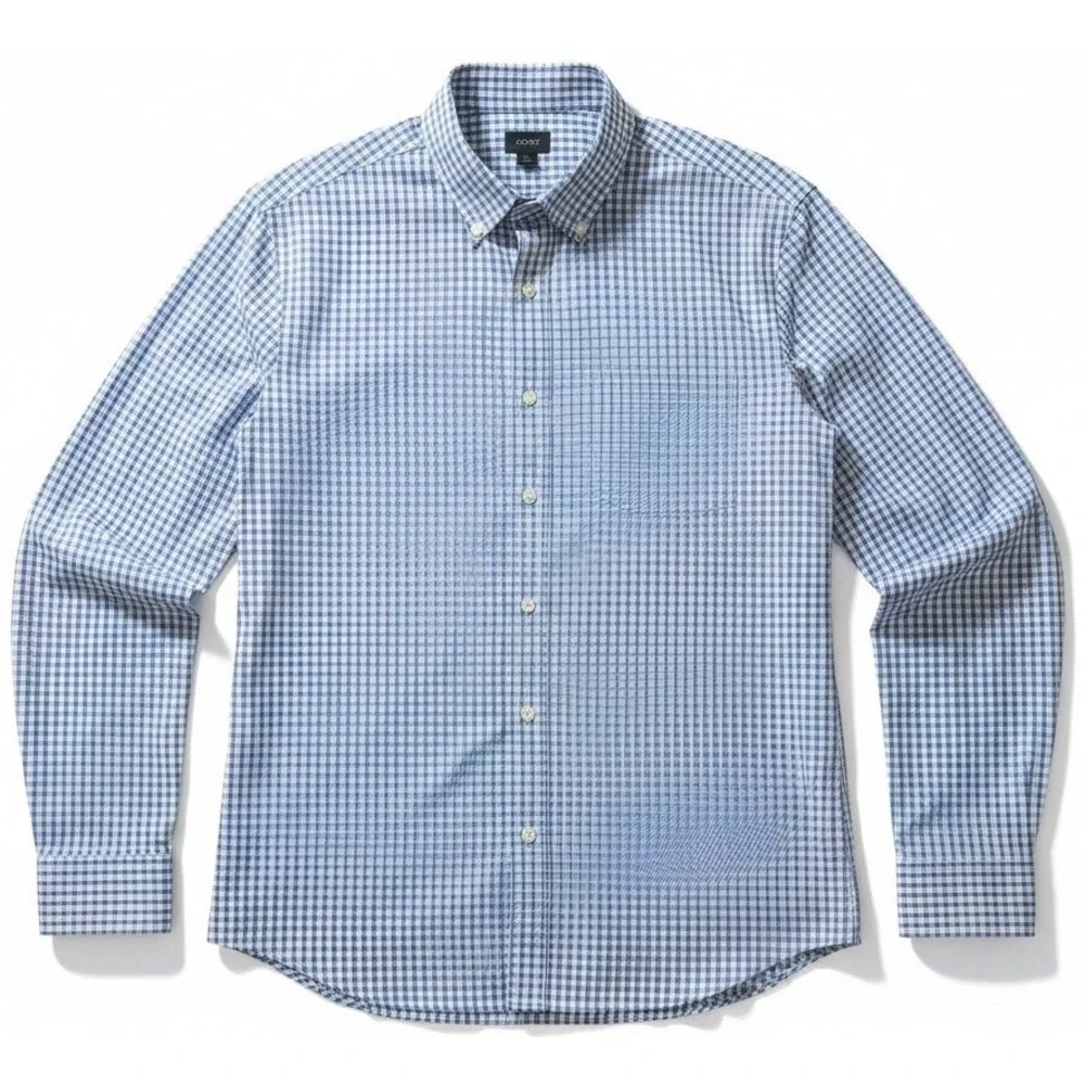 J.Crew Mens Slim Button Down Shirt Large Blue Plaid L/S Casual Dress Shirt
